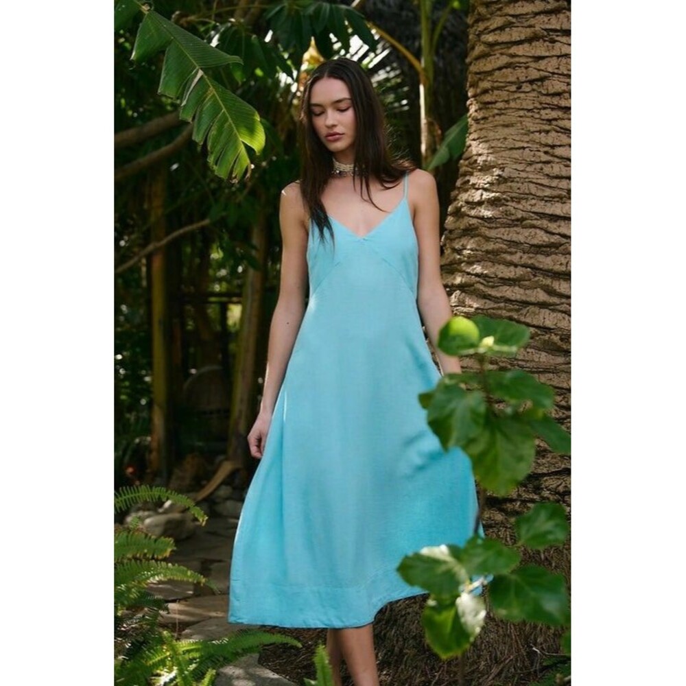 Free People Free Est Emmers Linen Midi Slip Dress Sleeveless Beach XS 285775